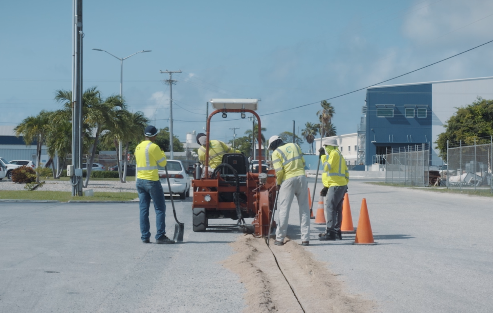 c3 pure fibre micro-trenching installation cayman islands roadside